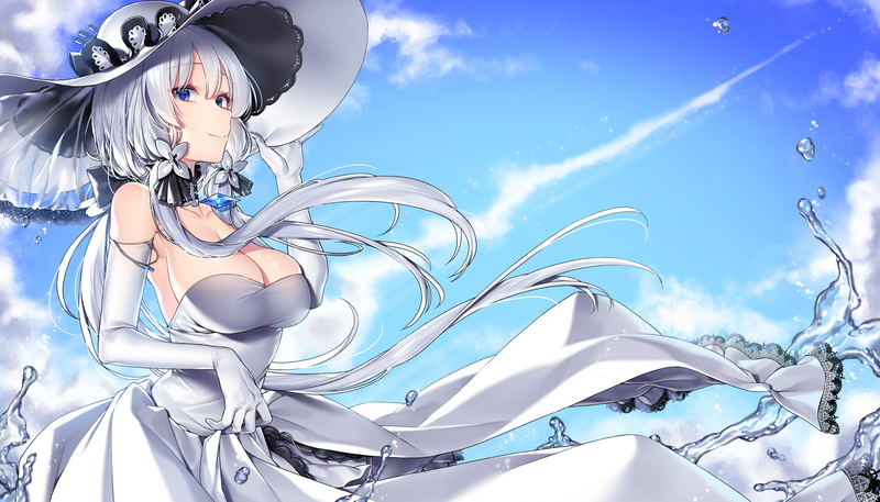sun hats, Azur Lane, dress, Illustrious (Azur Lane), 2K, cleavage
