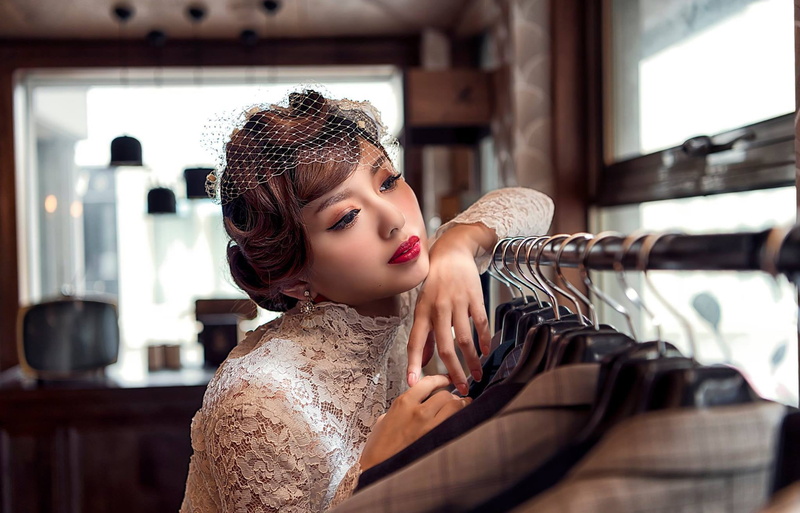 hairstyle, hands, 1080P, costumes, veil, style, Vzglyad, the bride, Asian, makeup, girl, Joshua Chang