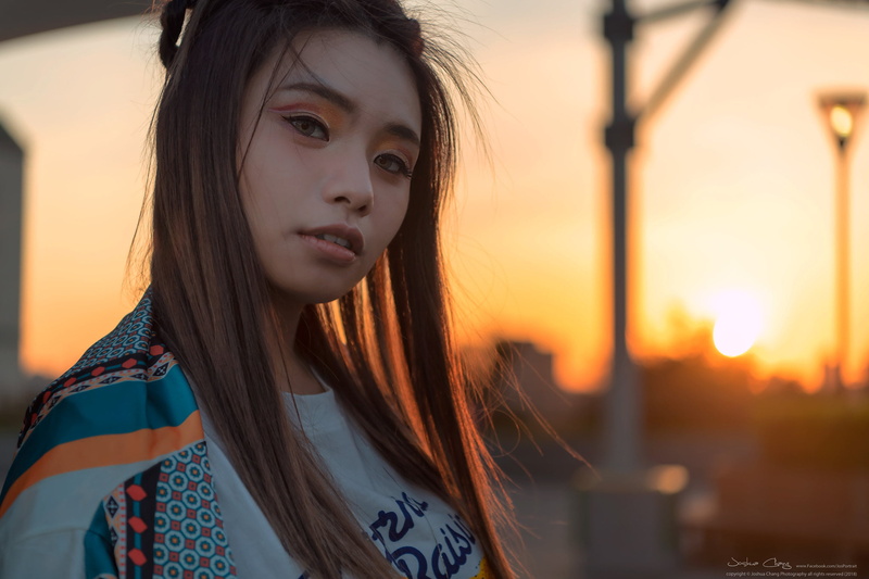 women, model, urban, makeup, face, looking at viewer, brunette, Asian, sunlight, Joshua Chang, depth of field, 1080P, women outdoors