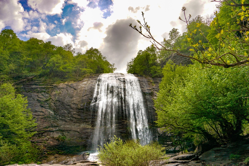 cloud - sky, sky, trees, wheather, rainforest, outdoors, photo, day, land, plant, water, nature, motion, green color, flowing water, long exposure, growth