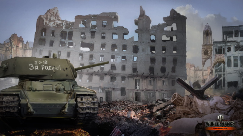 KV-1, World of Tanks, tanks, BigWorld, Nikita Bolyakov, destruction, WoT, girl, tank, Wargaming.Net, 1080P