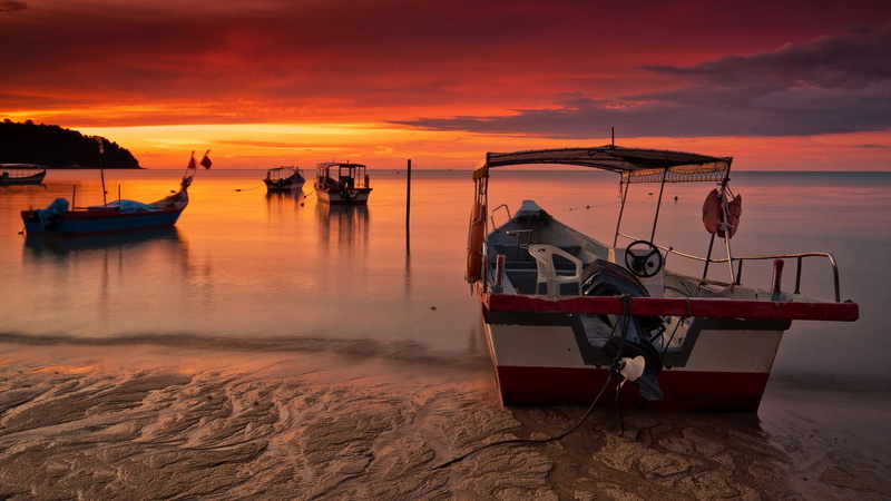 fishing industry, tranquility, 1080P, nautical vessel, horizon, cloud - sky, beauty in nature, land, full h-d  of nature 1920x1080, sky, fishing boat