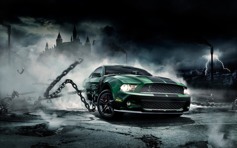 shelby, car, motion, accidents and disasters, transportation, 1080P, ford, water, land vehicle, natural disaster, wet, fog, destruction, black, mode of transportation