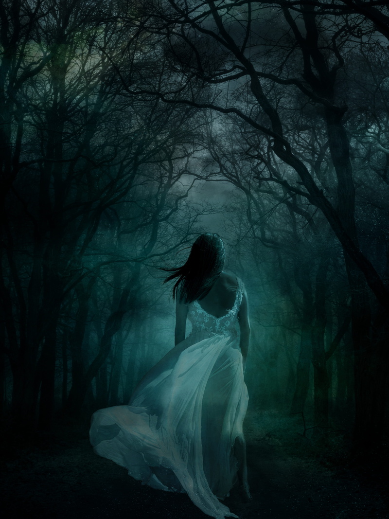 breeze, 4K, girl, land, nature, wood, one person, dress, forest, full length, young adult, woman, sleep walking, darkness, fantasy, dark, fog, hairstyle