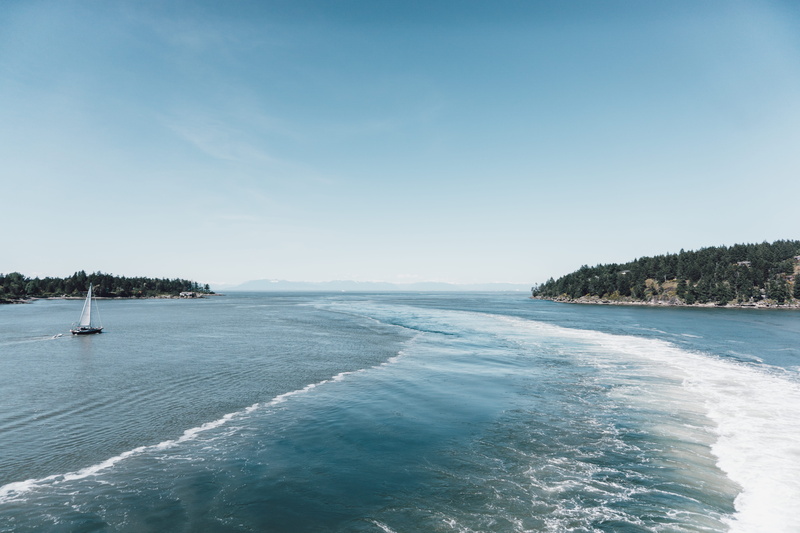 ocean, clear sky, blue, scenics - nature, day, sky, land, beauty in nature, nature, plant, tranquil scene, idyllic, waterfront, vancouver, no people, water