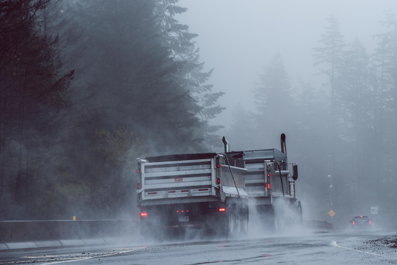 malahat, mist, vancouver island, 4K, no people, motion, trees, warning sign, fire engine, accidents and disasters, transportation, nature, mode of transportation
