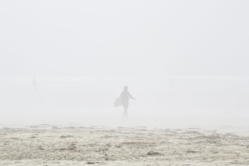 winter, chesterman beach, day, standing, nature, surfing, surfer, real people, full length, fog, tofino, warm clothing, girl, 5K, land, holiday, one person