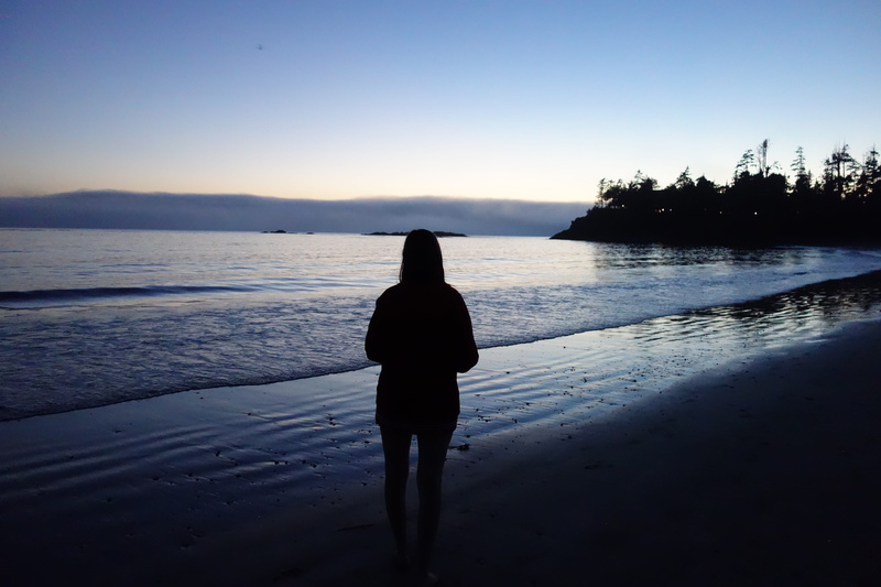 tofino, romance, abendstimmung, silhouette, vancouver island, evening, evening sky, holiday, canada, mood, mirroring, by the sea, beach, real people, sun