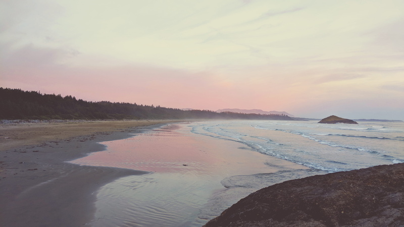 ocean, remote, clouds, tofino, bc, beach, outdoors, tranquility, trees, land, pacific rim hwy, scenics - nature, sky, non-urban scene, orange color, surfing