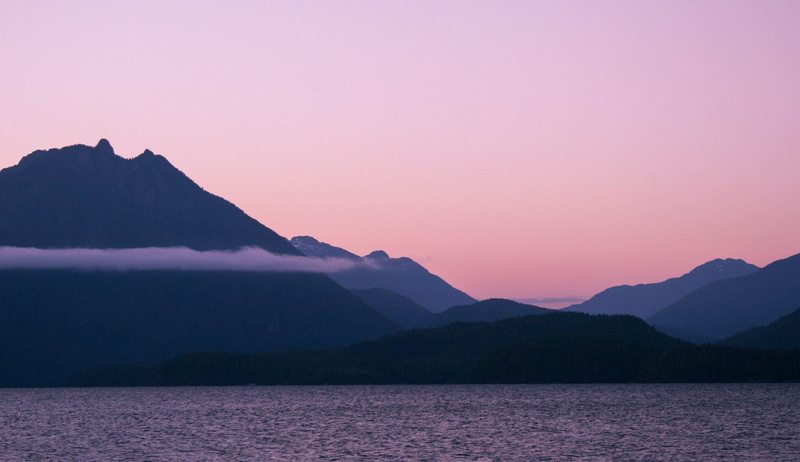 lake, mountains, Kennedy Lake, british columbia, sunset, 1080P, vancouver island