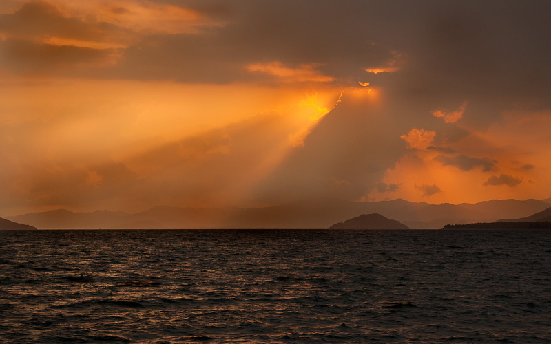 dusk, Landscape, Beach, Sigma, nature, body of water, 720P, Canon EOS 1000D, Summer, Turkey, Sky  glow, Sunset, scenics, sky, body, water, rays, Calis