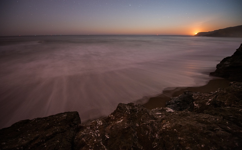 long exposure, Western, United States, Cove, California, Coast, star - space, sky, sunset, Rocky, san francisco, moonset, Beach, astronomy, sea stacks