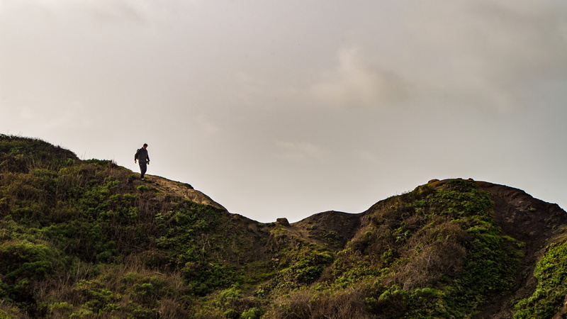 mountain range, land, travel, rock - object, hills, hiking, san francisco, lands end, bluffs, photographer, mountain, silhouette, cloud - sky, leisure activity