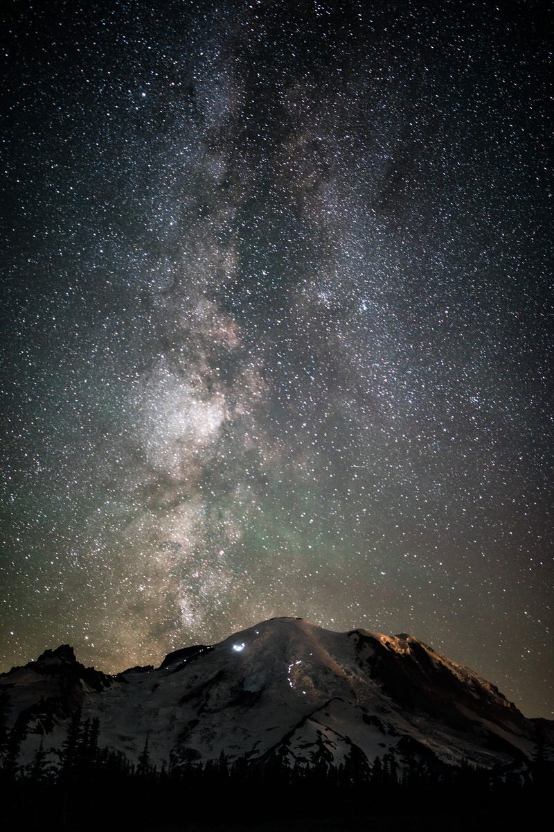 time, snowcapped mountain, flare, nature, 5K, stars, night, mountain peak, astronomy, covered, light, milky way, mountain range, tranquility, space, electrical device