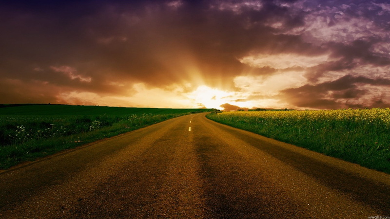 the way forward, country, grass, green, direction, nature, country road, empty, sky, transportation, beauty in nature, field, sunset, beside, 1080P, landscape