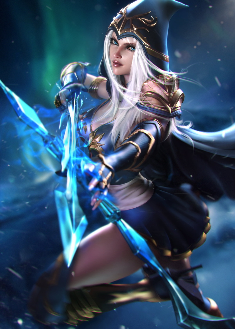archer, arrows, video game girls, white hair, video game characters, fantasy girl, digital art, armor, Ashe (League of Legends), 2K, hoods, CGI, artwork