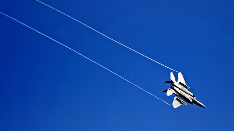 f, eagle, hd, planes, aircraft, art, contrails, 1080P, F-15 Eagle, Military