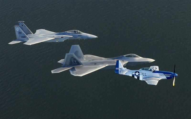 F22, F15 Eagle, 51 Mustang, airplane, North American P, 1080P, Raptor