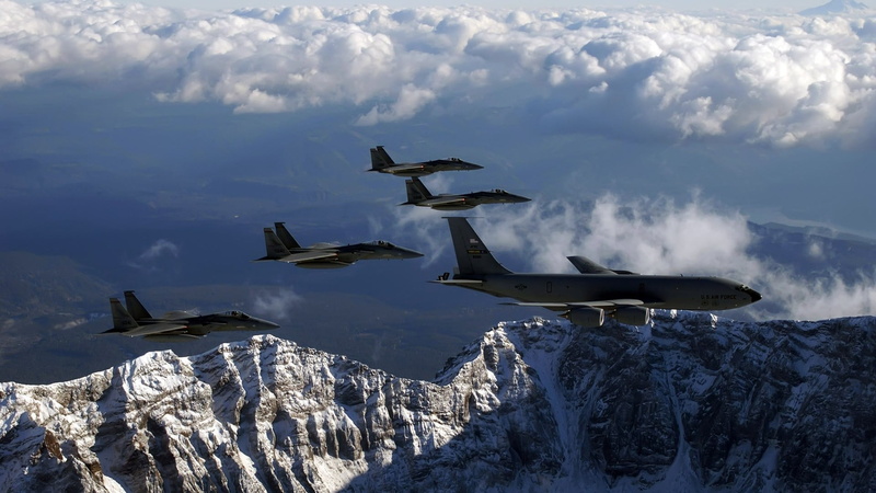 v, formation, cloud - sky, aerospace industry, air vehicle, military aircraft, cold temperature, airplanes, mountain, photo, air force, transportation