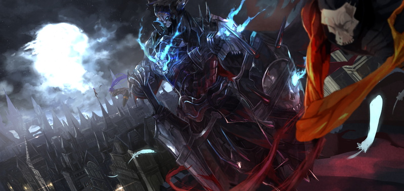 City, Night, Fate/Grand Order, 2K, King Hassan, Moon, Assassin (Fate/Zero), Fate Series, Armor, Sword