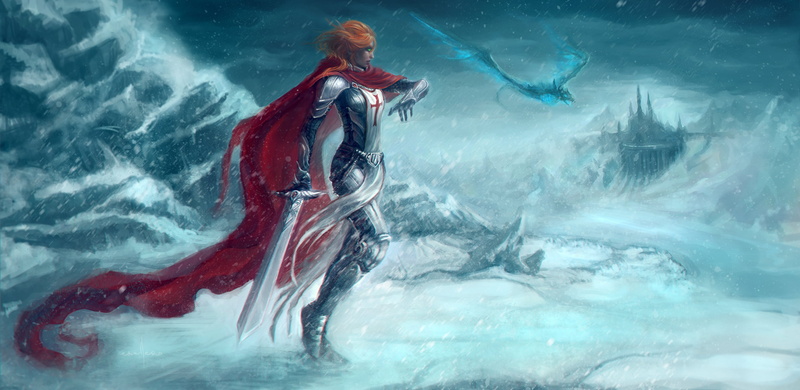 women, underwater, snow, nature, art, blue, motion, fantasy, standing, water, men, occupation, red, road, swordswoman, 1080P, outdoors, aquatic sport