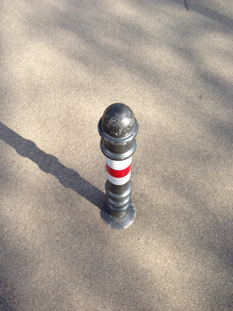 Shadow, no people, sunlight, still life, container, nature, protection, Bollard, white, single object, stripes, road, striped, outdoors, aerosol can, studio shot