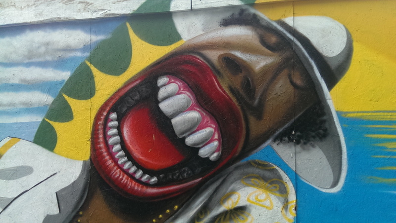 art and craft, multi colored, paint, red, animal representation, art, smiling, outdoors, close-up, no people, day, representation, spray paint, wall - building feature