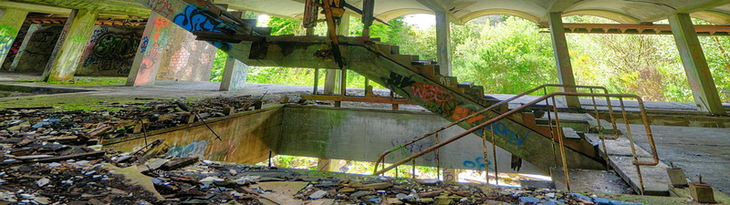 abandoned, ruined, plant, no people, run-down, indoors, gray, stairs, damaged, decline, old, history, multiple display, demolished, window, destruction