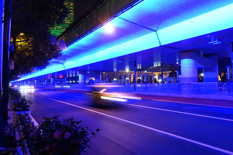 architecture, dusk, city, illuminated, lighting equipment, puxi, road, transportation, 5K, blue, building exterior, china, built structure, outdoors, shanghai