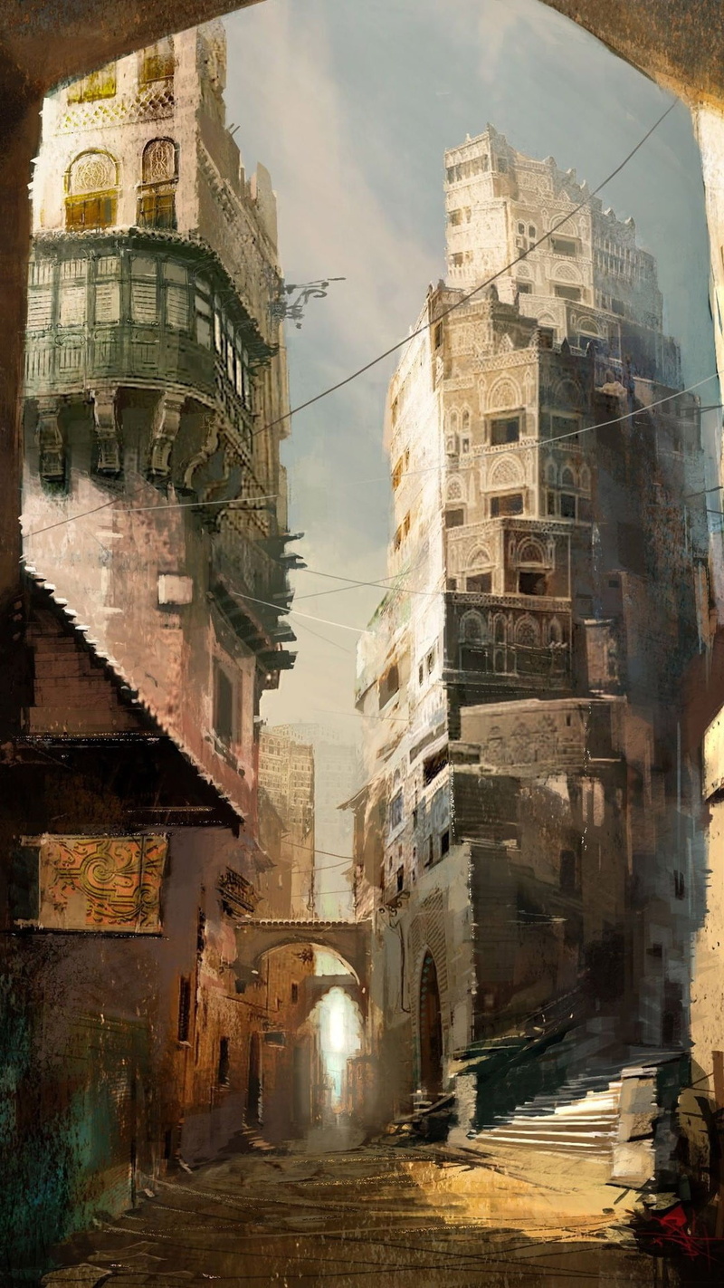 building exterior, ruined, 1080P, travel destinations, tower, day, travel, video games, Guild Wars 2, bridge, architecture, no people, painting, built structure
