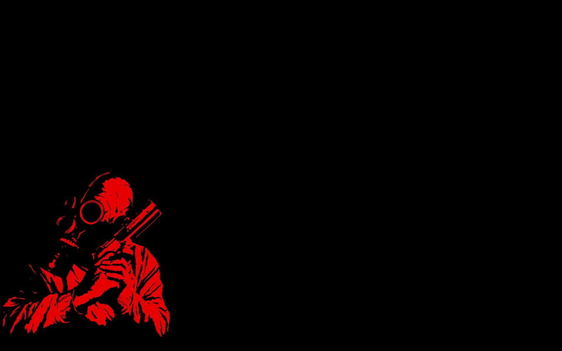 illustration, mask, gas, man, 1080P, holding, gun, digital art, 1920x1200, gas mask