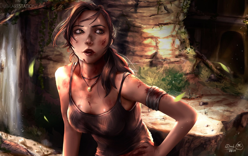 1080P, drawing, Tomb Raider, DoubiDoubi, Lara Croft