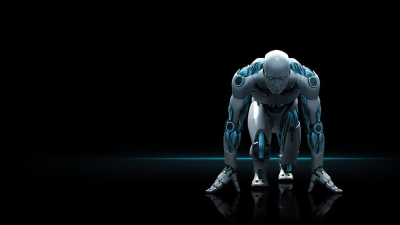 close-up, aggression, robot, male likeness, figurine, glowing, technology, still life, toy, reflection, android, futuristic, human representation, representation