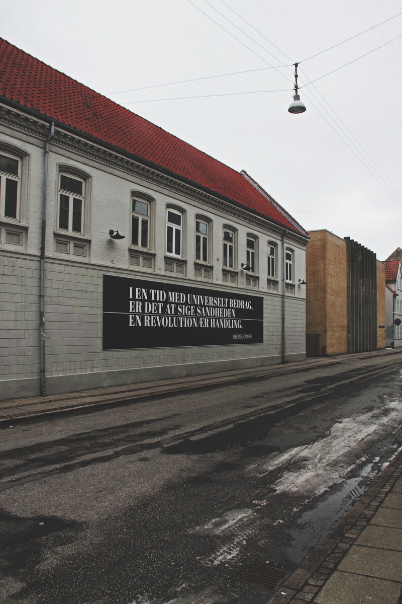 mode of transportation, george orwell, quote, clear sky, denmark, theatre, day, 4K, building exterior, public transportation, city, outdoors, building
