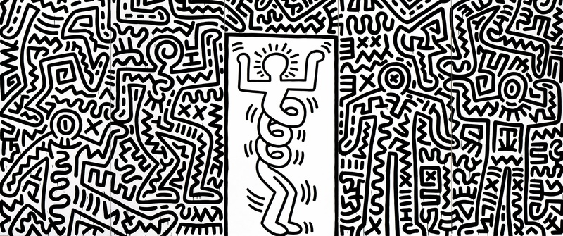 Keith Haring, acrylic, drawing, fabric, 5K, pop art, cotton