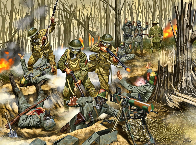 Battle, machine gun, 1080P, Western front, MG 08, the trench, Soldiers, The first World war, easel, gas mask