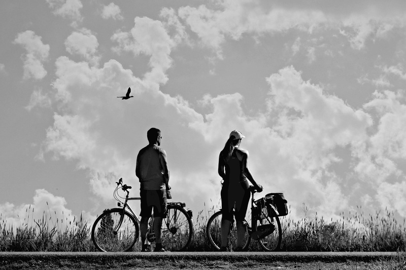 transport, cloud - sky, silhouette, fitness, real people, healthy, together, pastime, transportation, men, mode of transportation, road, 2K, exercise