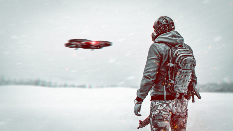 flame, Blizzard, military, winter, 2K, sparks, future, light, black and white, warrior, droid, postapokalipsis, loner, field, the steppe, weather
