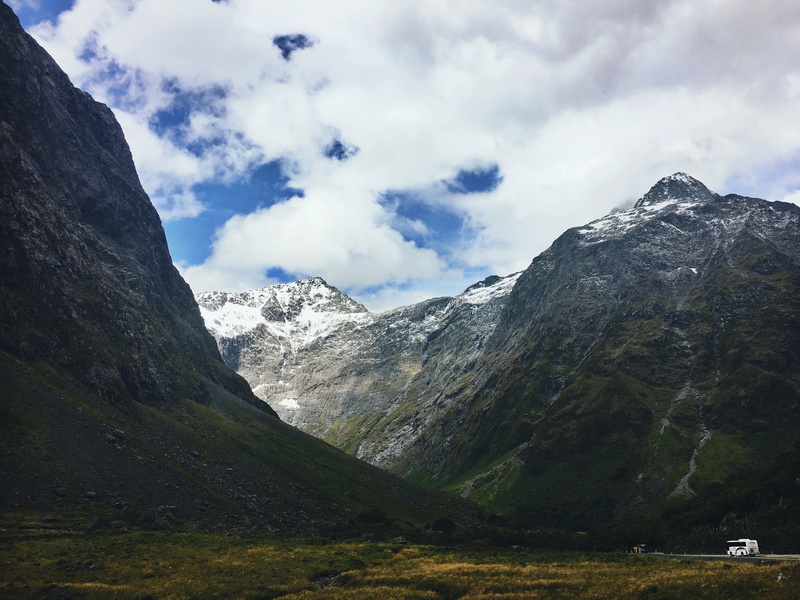 photography, motorhome, daytime, landscape, beauty in nature, clouds, snow, new zealand, mountain range, hill, mountain, mountain peak, no people, non-urban scene