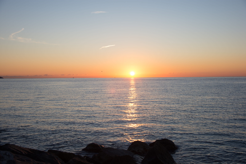 orange, water, beauty in nature, new, sunrise, horizon, sanremo, panorama, peace, orange color, sky, clifs, tranquility, sunset, sea, italy, idyllic, energy