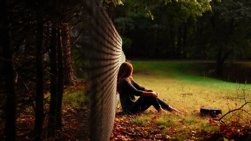 blue, teenage Girls, solitude, depression - Sadness, nature, full length, tranquil Scene, happiness, park - Man Made Space, woodland, beauty In Nature