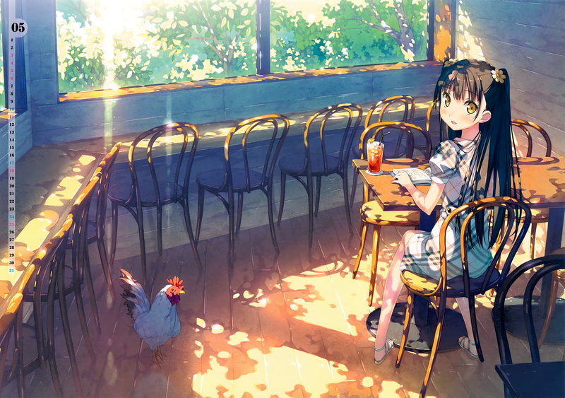 sitting, Original (Anime), hairstyle, lifestyles, Girl, young women, inside, young adult, front view, full length, women, one person, outdoors