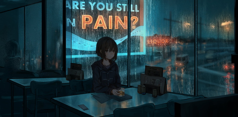 1080P, sitting, alone, anime girls, Alone in the Dark