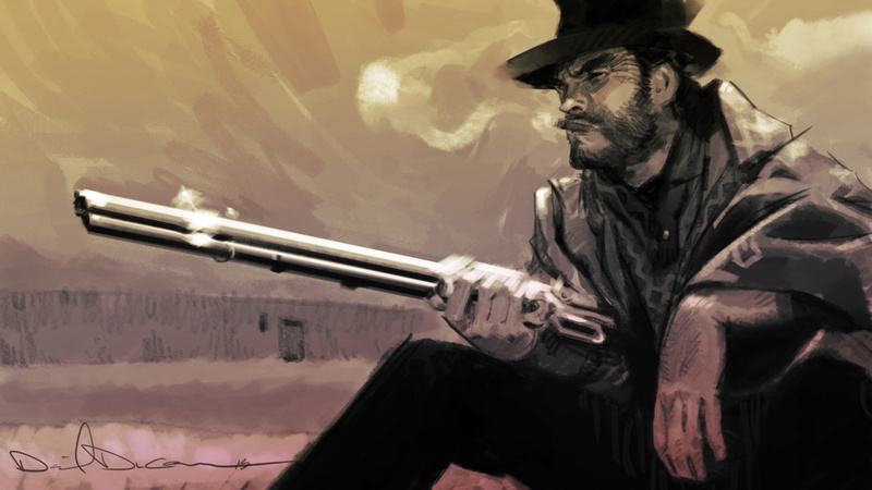 1964., wild West, Pancho, Western, Winchester, a man without a name, figure, 1080P, Clint Eastwood, hat, cigar, ., art, A Fistful Of Dollars, the man with no name
