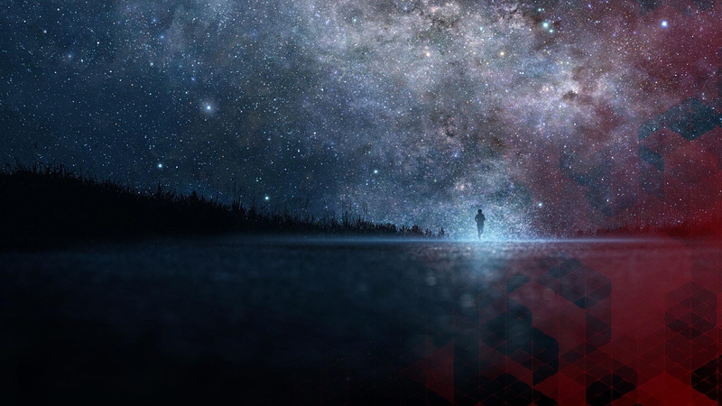 art, space, abstract, red, man, nature, power, blue, dreams, stars, forest, run, 1080P, strenght, child