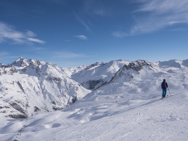 winter sport, mountain range, sky, activity, leisure activity, winter, scenics - nature, real people, view, man, touviere, snowcapped mountain, beauty in nature