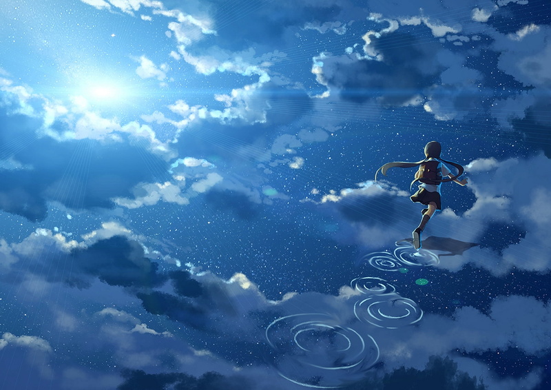 cloudscape, backgrounds, internet, 1080P, business, adventure, girl, character, cloud - Sky, hanyijie, people, nature, flying, connection, communication
