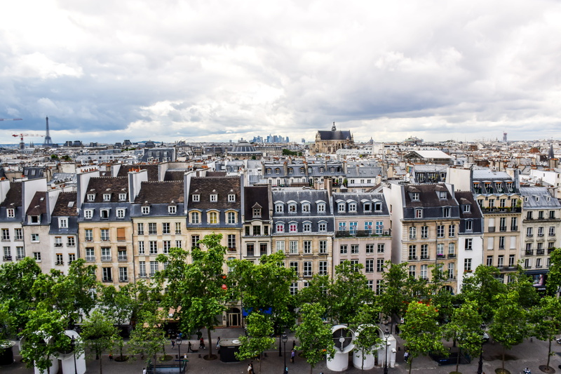 cityscape, outdoors, no people, france, row house, pompidou center, built structure, day light, 5K, townscape, plant, house, tree, settlement, nature