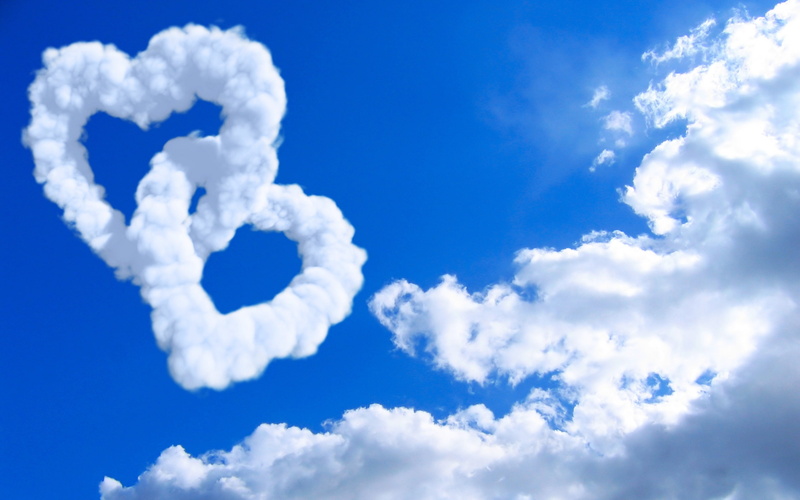 2K, two, love, hd, hearts, in, form, clouds, daytime