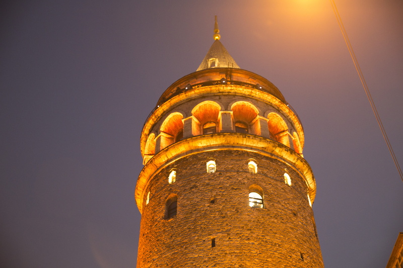gold, dusk, glowing, light, architecture, building exterior, the past, low angle view, no people, galata tower, history, building, nature, outdoors, tourist